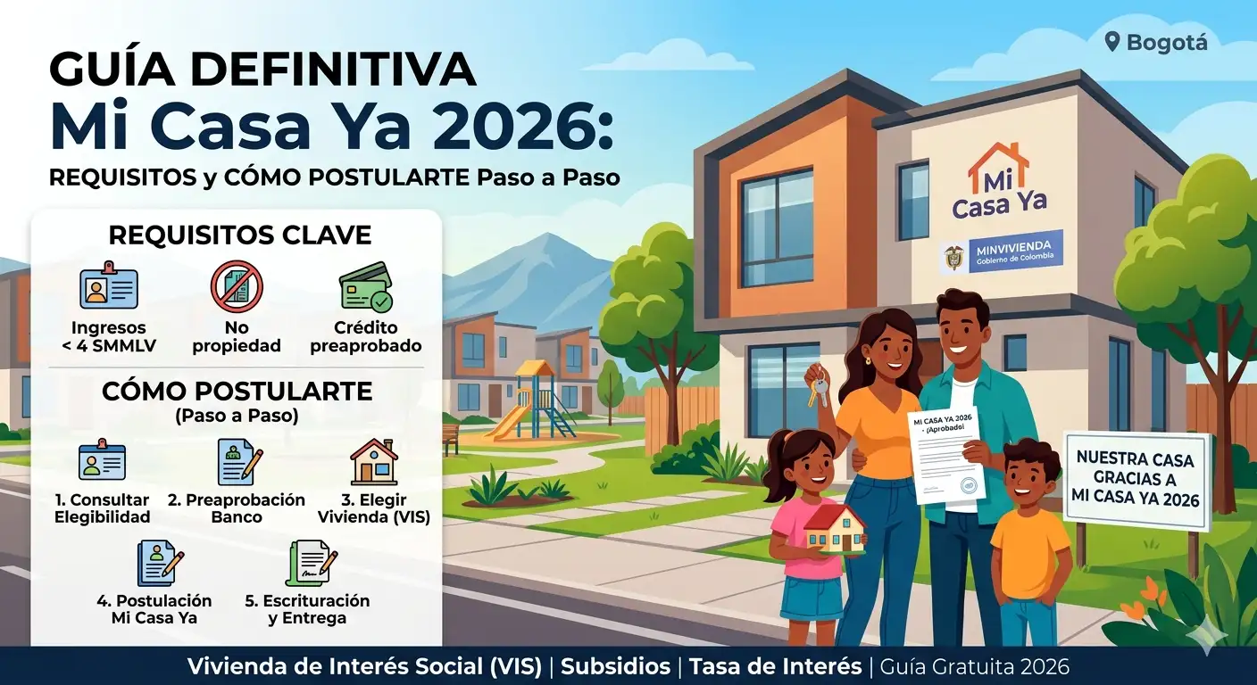 Requisitos para el subsidio Mi Casa Ya 2026 en Colombia.